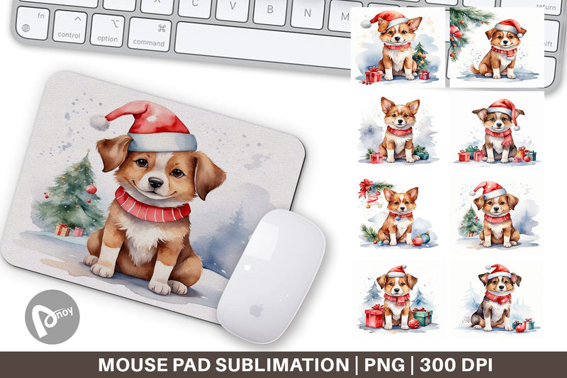 Mouse Pad Watercolor Christmas Dog Sublimation artnoy 