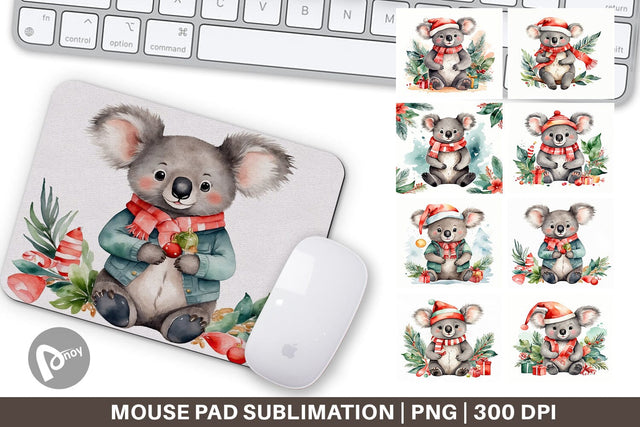 Mouse Pad Watercolor Christmas Koala Sublimation artnoy 
