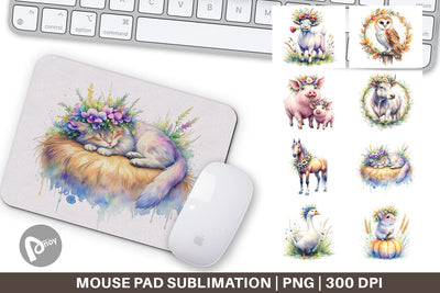 Mouse Pad Watercolor Classic Farmhouse Floral Sublimation artnoy 