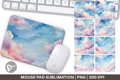 Mouse Pad Watercolor Cloudy Sky Sublimation artnoy 