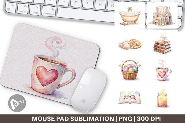 Mouse Pad Watercolor Cozy Mom Relaxation Art Sublimation artnoy 