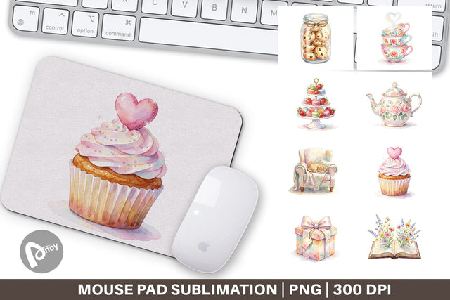 Mouse Pad Watercolor Cozy Tea Time Mom Brunch Sublimation artnoy 