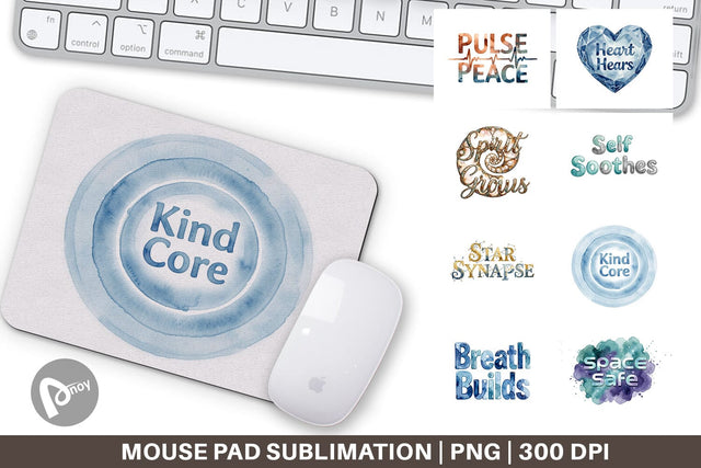Mouse Pad Watercolor Crystalline Mindset Quotes Sublimation artnoy 