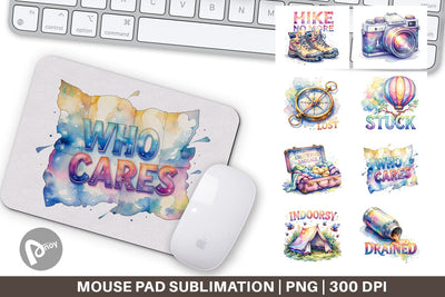 Mouse Pad Watercolor Cynical Travel And Hiking Art Sublimation artnoy 