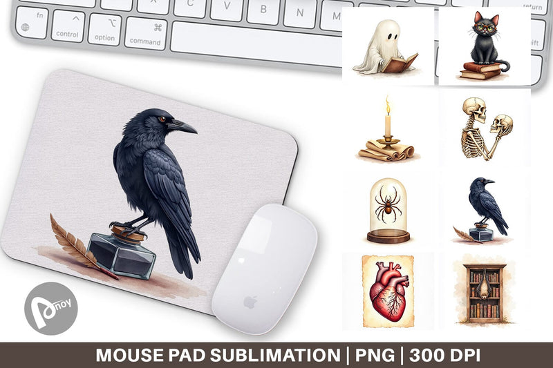 Mouse Pad Watercolor Dark Academia Creatures Sublimation artnoy 