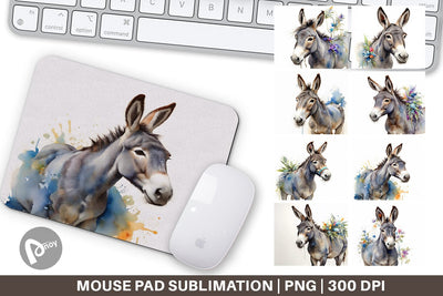 Mouse Pad Watercolor Donkey Easter Sublimation artnoy 