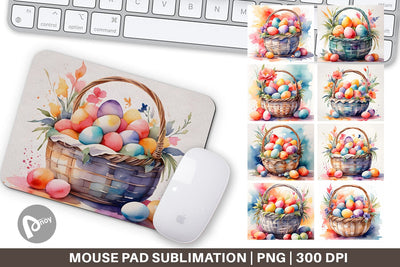 Mouse Pad Watercolor Easter Basket Sublimation artnoy 