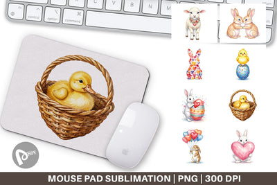 Mouse Pad Watercolor Easter Bunny Heart Love Art Sublimation artnoy 