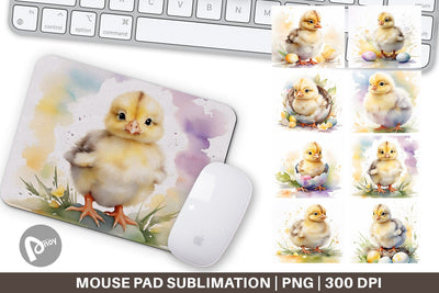 Mouse Pad Watercolor Easter Chick Sublimation artnoy 