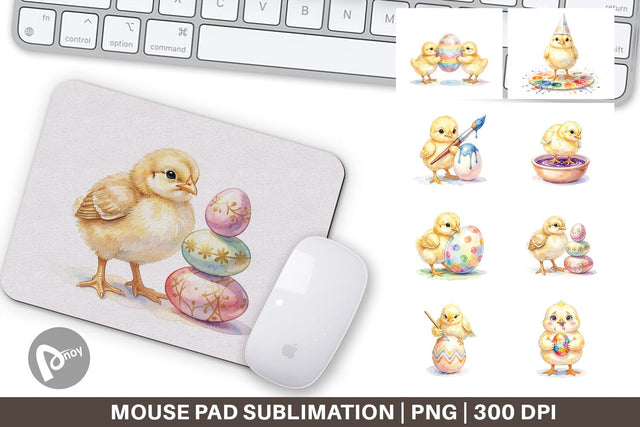 Mouse Pad Watercolor Easter Egg Painting Chicks Sublimation artnoy 