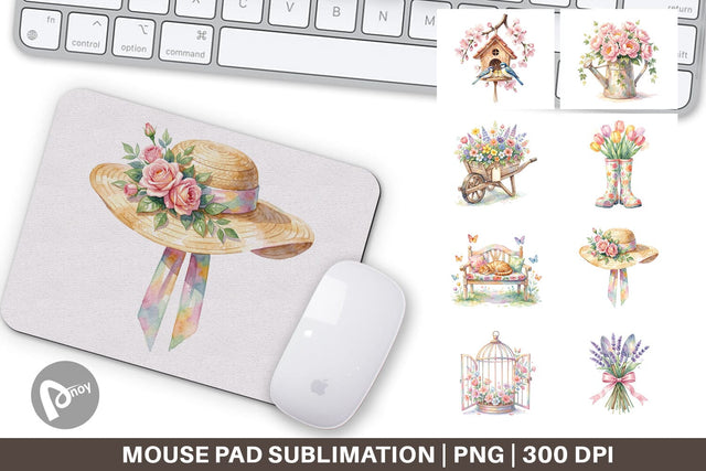 Mouse Pad Watercolor Enchanted Garden Mom Floral Sublimation artnoy 