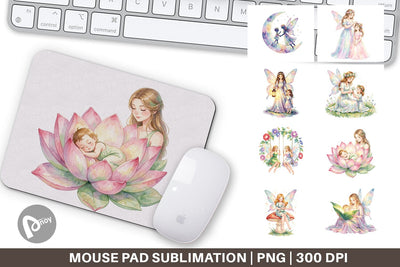 Mouse Pad Watercolor Fairy Mom And Baby Fantasy Sublimation artnoy 