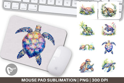 Mouse Pad Watercolor Floral Boho Sea Turtle Sublimation artnoy 