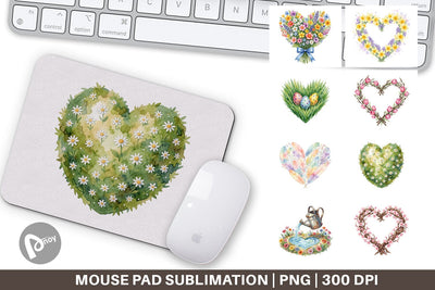 Mouse Pad Watercolor Floral Easter Heart Wreath Sublimation artnoy 