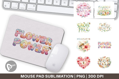Mouse Pad Watercolor Floral Meadow Bee Quotes Sublimation artnoy 