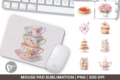 Mouse Pad Watercolor Floral Mother Day Tea Sublimation artnoy 