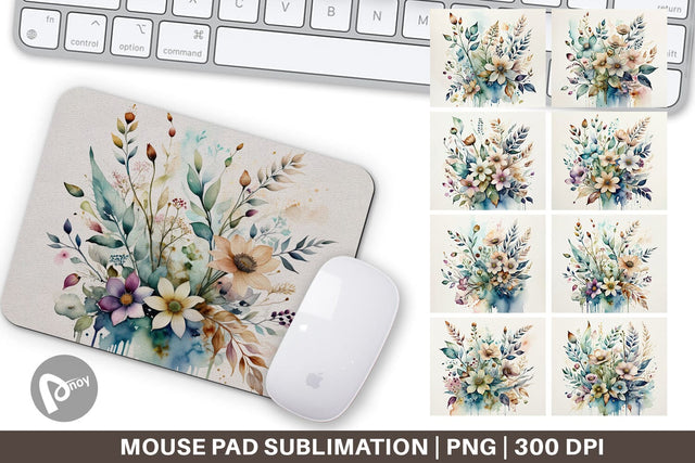 Mouse Pad Watercolor Floral Sublimation artnoy 