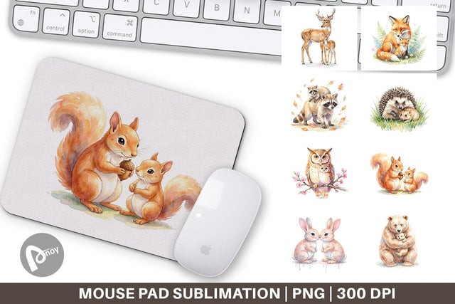 Mouse Pad Watercolor Forest Motherhood Love Sublimation artnoy 