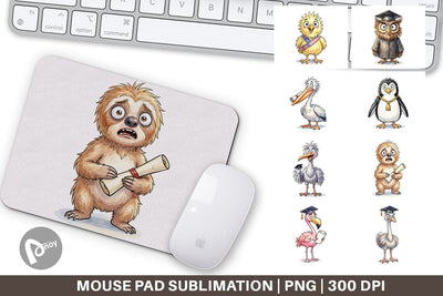 Mouse Pad Watercolor Funny Animal Graduation Sublimation artnoy 