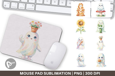 Mouse Pad Watercolor Funny Botanical Nature Ghost Sublimation artnoy 