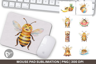 Mouse Pad Watercolor Funny Clumsy Bee Summer Fail Sublimation artnoy 