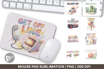 Mouse Pad Watercolor Funny Dial-Up Internet Art Sublimation artnoy 