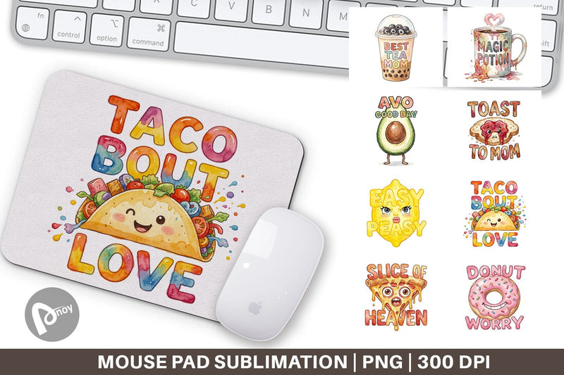 Mouse Pad Watercolor Funny Foodie Mom Puns Art Quotes Sublimation artnoy 