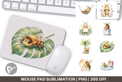 Mouse Pad Watercolor Funny Lazy Island Life Bee Sublimation artnoy 