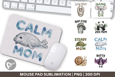 Mouse Pad Watercolor Funny Lazy Mom Life Quotes Sublimation artnoy 