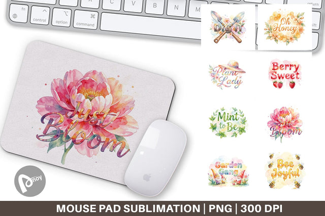 Mouse Pad Watercolor Funny Punny Garden Quotes Sublimation artnoy 
