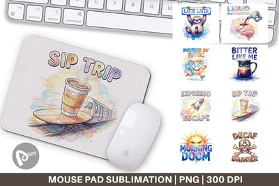 Mouse Pad Watercolor Funny Sarcastic Coffee Art Sublimation artnoy 