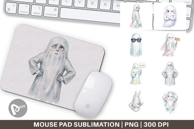 Mouse Pad Watercolor Funny Sarcastic Mood Ghost Sublimation artnoy 