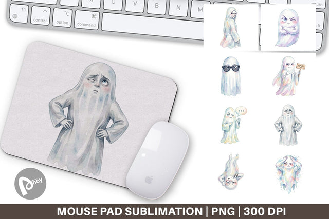 Mouse Pad Watercolor Funny Sarcastic Mood Ghost Sublimation artnoy 