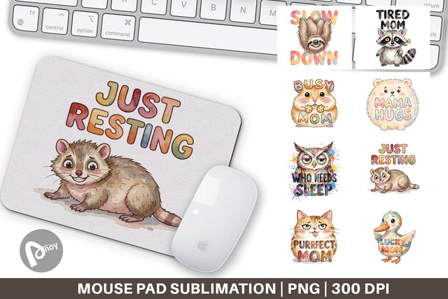 Mouse Pad Watercolor Funny Ugly Cute Animal Mom Quotes Sublimation artnoy 