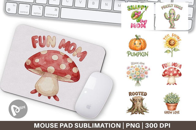 Mouse Pad Watercolor Funny Wonky Garden Mom Art Sublimation artnoy 