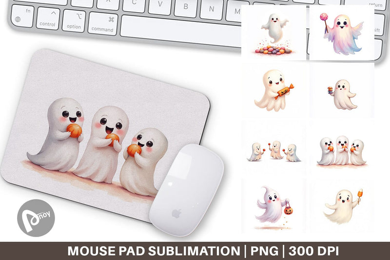 Mouse Pad Watercolor Ghost Candy Party Sublimation artnoy 