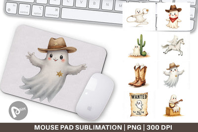 Mouse Pad Watercolor Ghostly Wild West Sublimation artnoy 