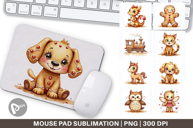 Mouse Pad Watercolor Gingerbread Friends Sublimation artnoy 