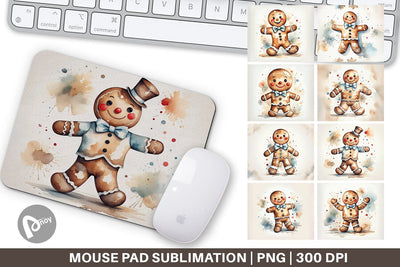 Mouse Pad Watercolor Gingerbread Man Sublimation artnoy 