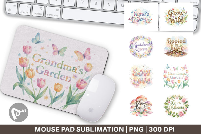 Mouse Pad Watercolor Grandma Garden Love Quotes Sublimation artnoy 