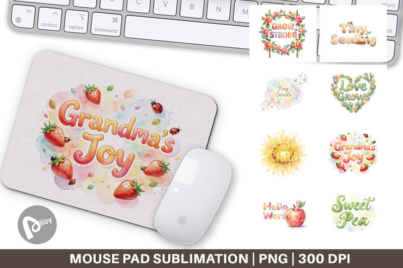 Mouse Pad Watercolor Grandma Little Sprout Quote Sublimation artnoy 