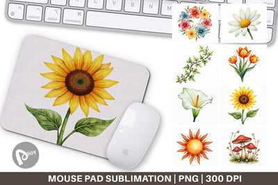 Mouse Pad Watercolor Groovy Garden 70s Retro Watercolor Florals Sublimation artnoy 