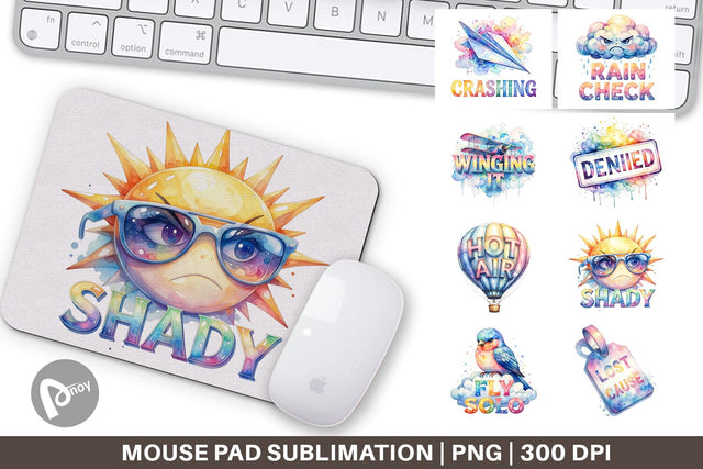 Mouse Pad Watercolor Grumpy Sky Travel Quotes Sublimation artnoy 