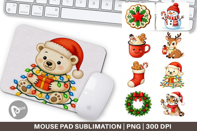 Mouse Pad Watercolor Happy Holidays Sublimation artnoy 
