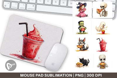 Mouse Pad Watercolor Haunted Junk Food Sublimation artnoy 