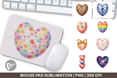Mouse Pad Watercolor Heart Shaped Easter Egg Art Sublimation artnoy 
