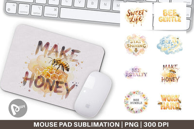 Mouse Pad Watercolor Honeycomb Bee Motivation Quotes Sublimation artnoy 