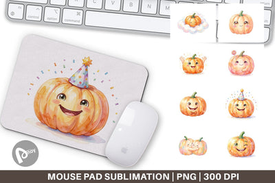 Mouse Pad Watercolor Kawaii Cute Pastel Pumpkin Sublimation artnoy 