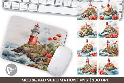 Mouse Pad Watercolor Lighthouse Sublimation artnoy 