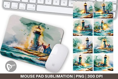 Mouse Pad Watercolor Lighthouse Sublimation artnoy 